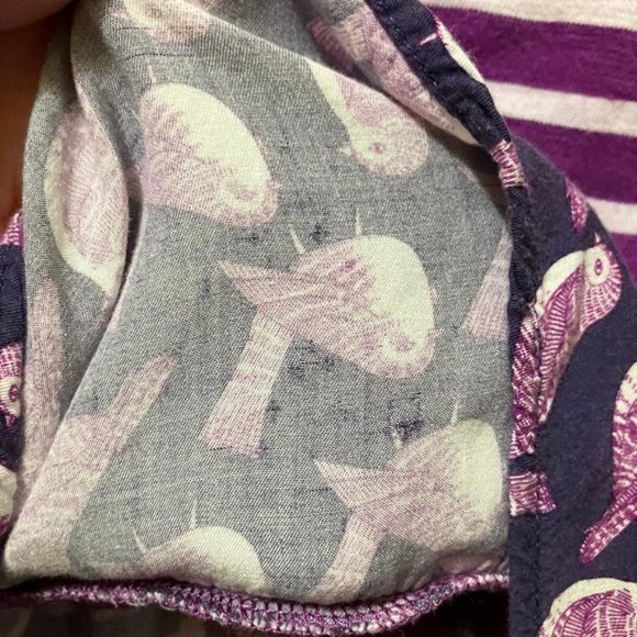 Anthropologie Postmark Fairley Purple Striped/Bird Pattern High Low Top Size XS - Picture 6 of 9